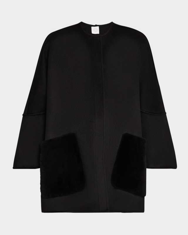 Cashmere Coat with Shearling Pockets